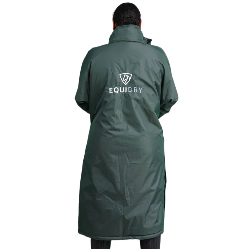 EQUIDRY Women's Thick Fleece Evolution Stowaway Hood #colour_black-forest-green-grey