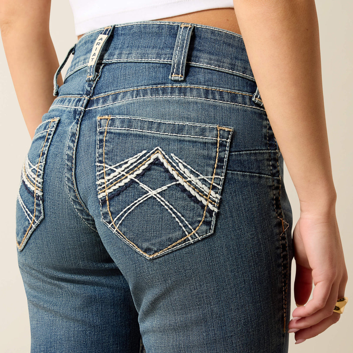 Ariat Women's Mid Rise Whipstitch Boot Cut Jeans