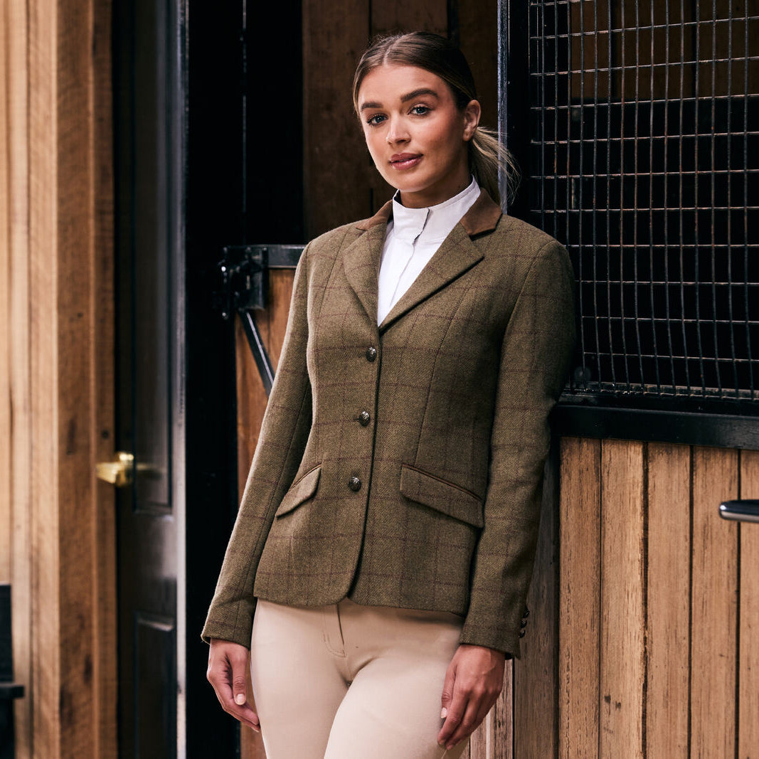 Dublin Albany Tweed Suede Collar Tailored Jacket #colour_brown