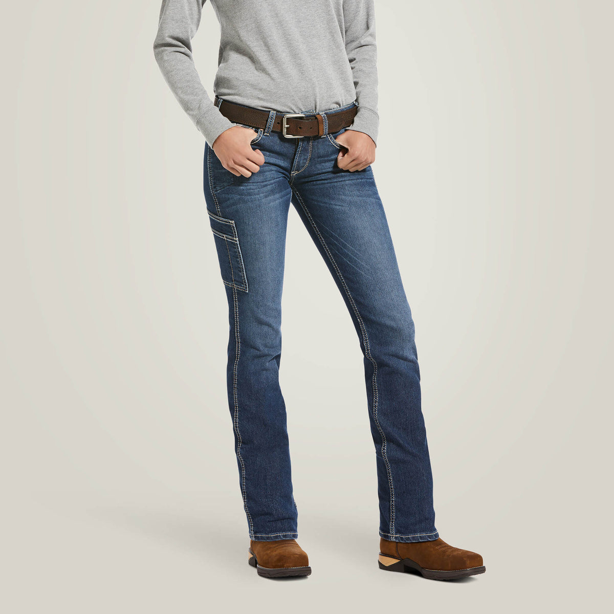 Ariat Women's Rebar Mid Rise Riveter DuraStretch Straight Leg Jeans