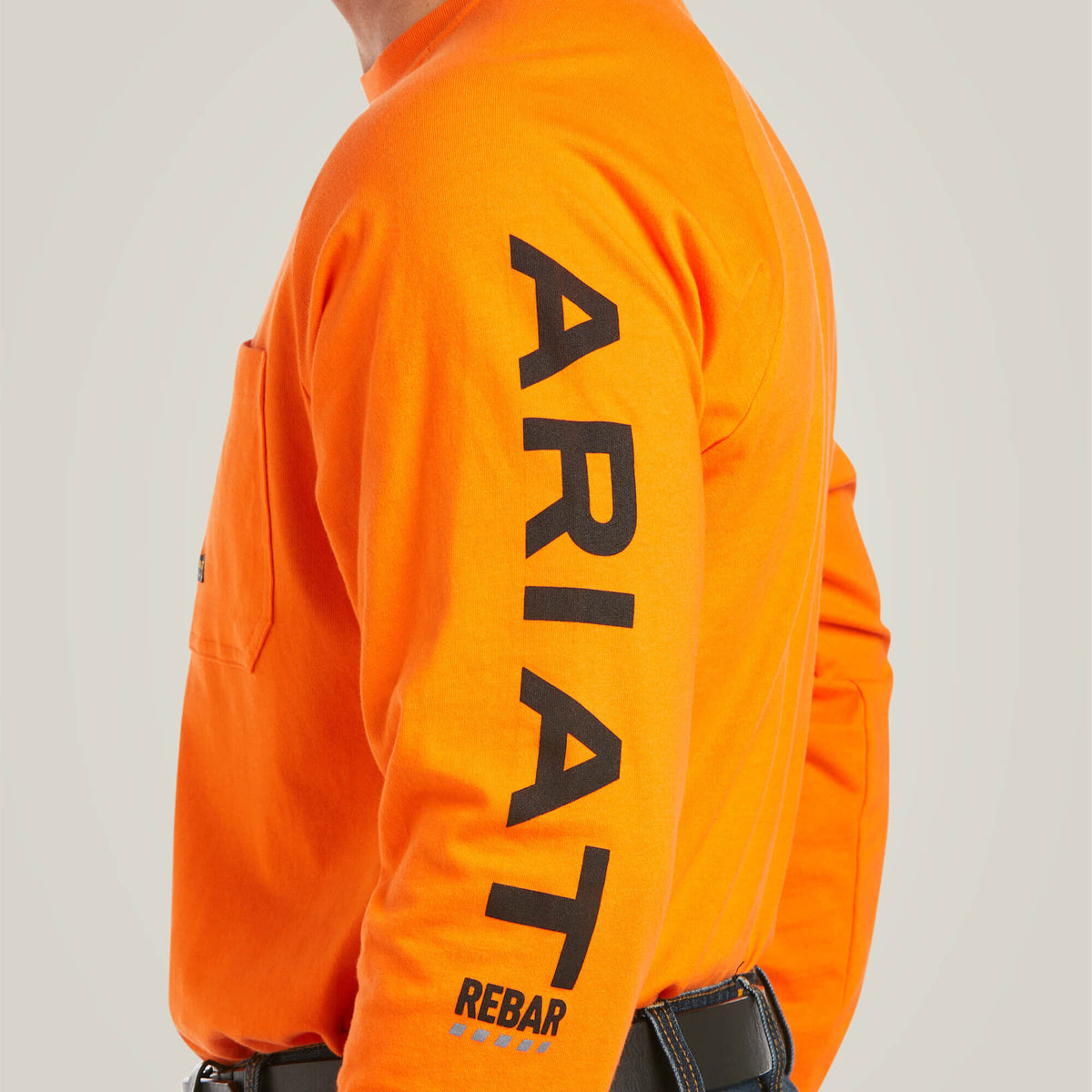 Ariat Men's Rebar Cotton Strong Graphic Long Sleeves T-Shirt - Safety Orange/Black