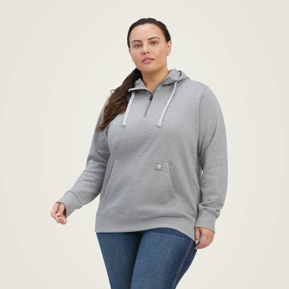 Ariat Women's Rebar Skill Set 1/2 Zip Hoodie - Heather Grey