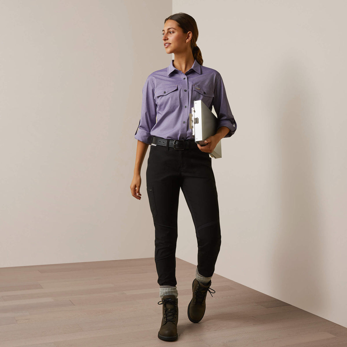 Ariat Women's Rebar Made Tough VentTEK DuraStretch Work Shirt - Corsican Blue Heather
