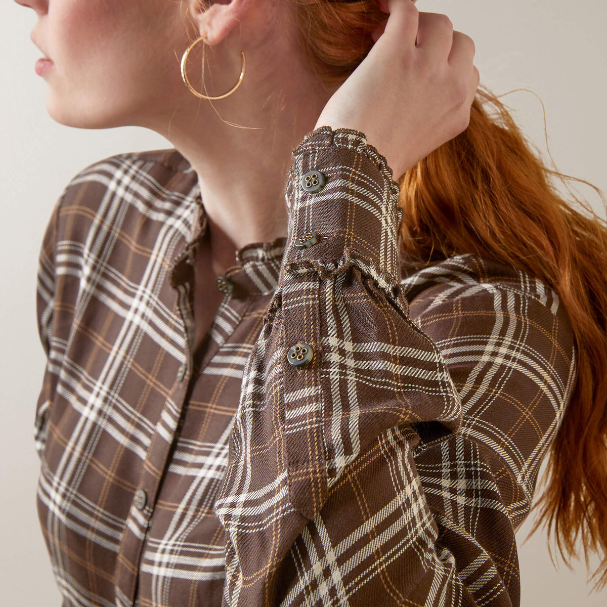 Ariat Women's Clarion Long Sleeve Blouse - Mole Plaid