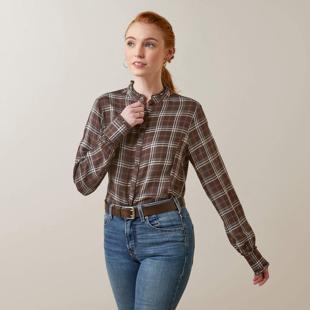 Ariat Women's Clarion Long Sleeve Blouse - Mole Plaid
