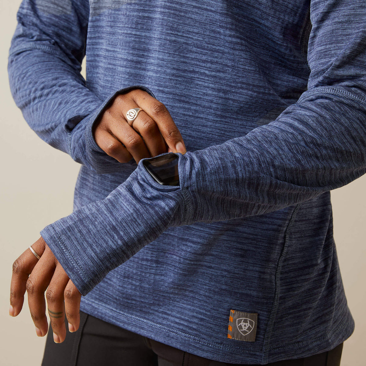 Ariat Women's Rebar Gridwork Baselayer 1/4 Zip Watch Window T-Shirt