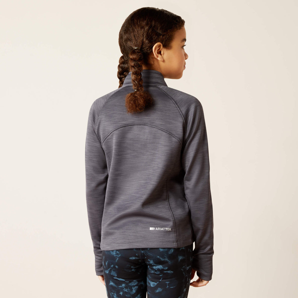 Ariat Youth TEK Team 1/2 Zip Sweatshirt - Navy Heather - Ebony Grey