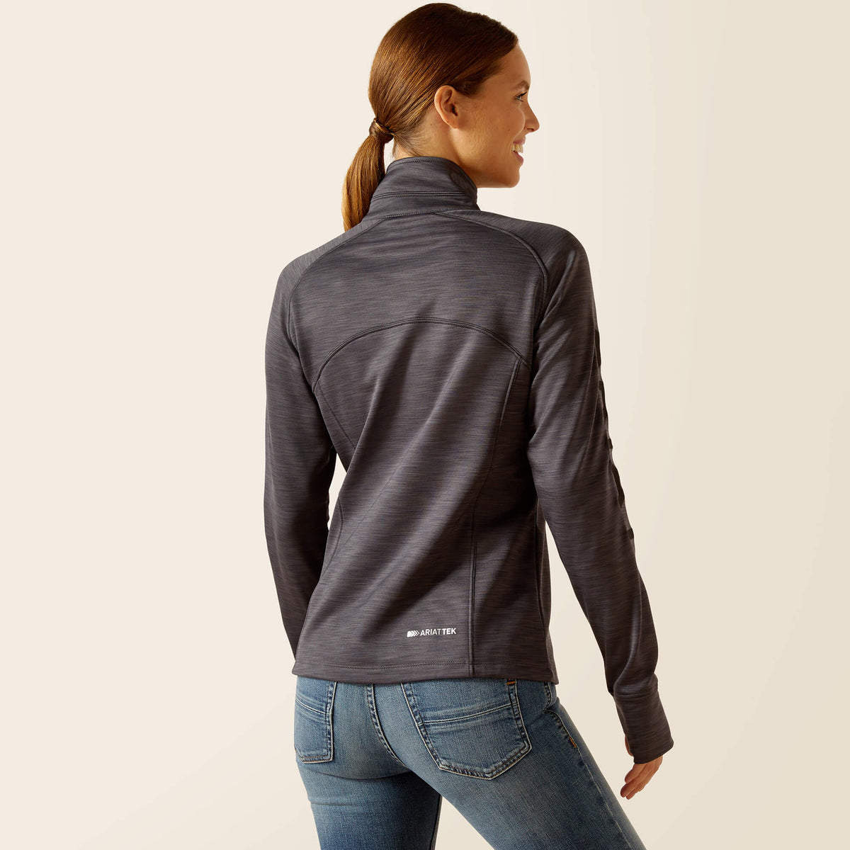 Ariat Women's Tek Team 1/2 Zip Sweatshirt - Navy Heather - Ebony Grey