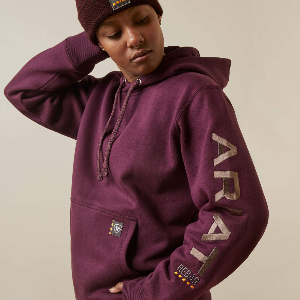 Ariat Women's Rebar Workman Graphic Hoodie - Potent Purple/Peppercorn
