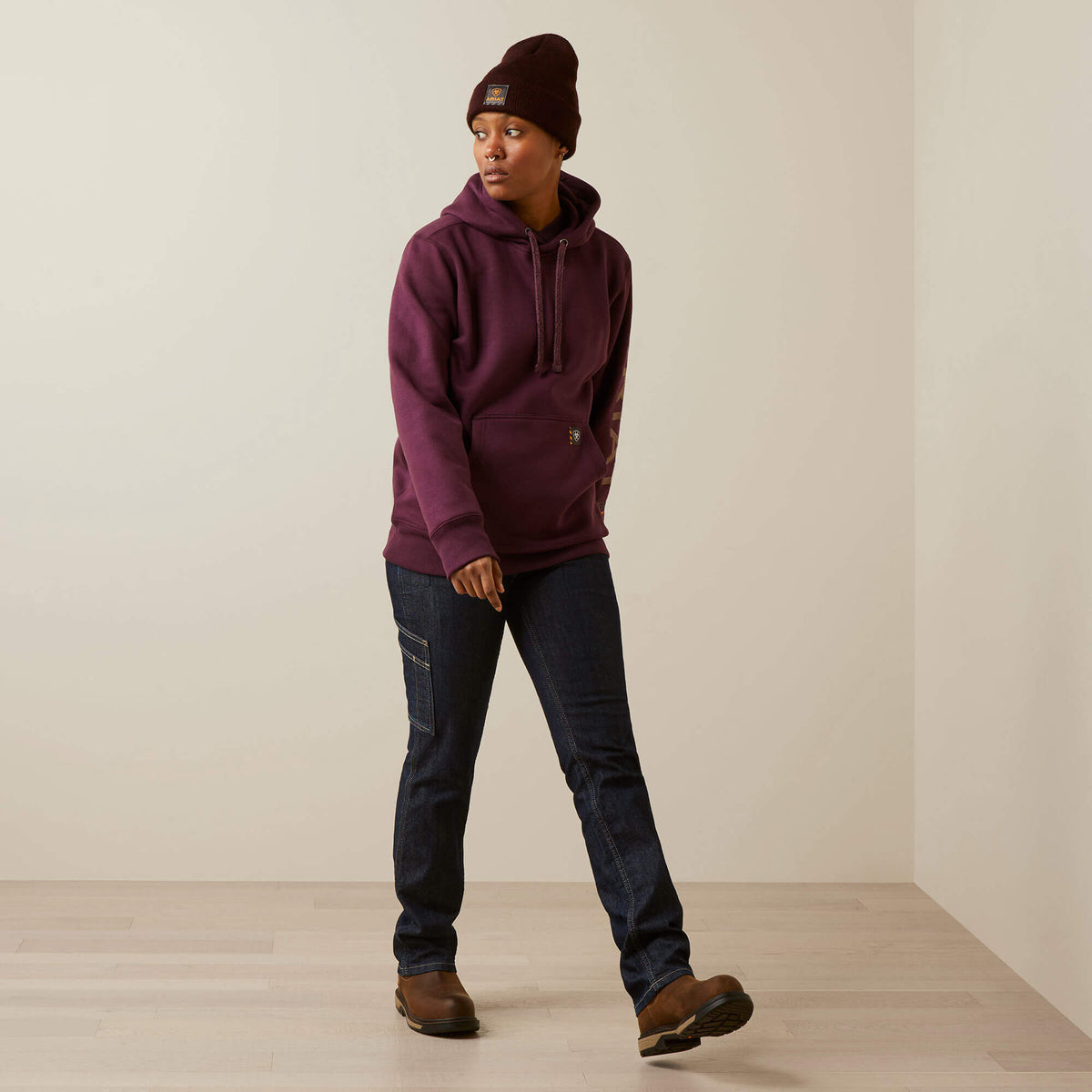 Ariat Women's Rebar Workman Graphic Hoodie - Potent Purple/Peppercorn