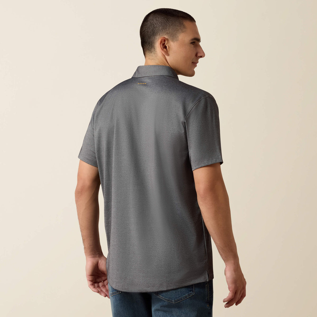Ariat Men's Rebar Foreman Short Sleeves Polo Shirt - Navy - Charcoal Heather