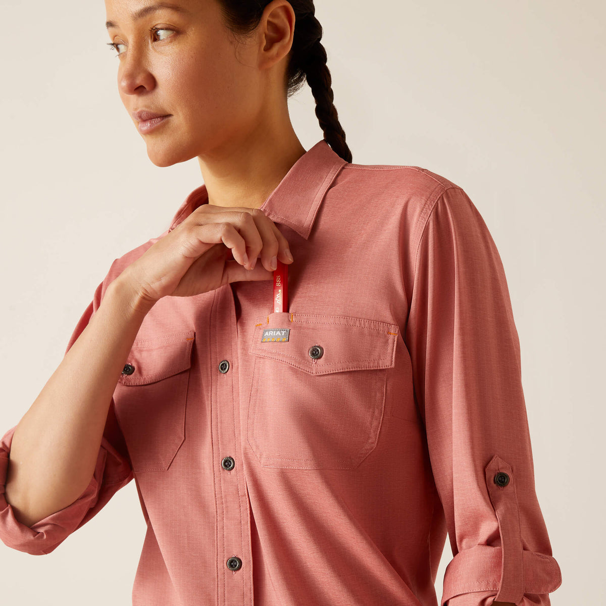 Ariat Women's Rebar Made Tough VentTEK DuraStretch Work Shirt - Jester Red Heather