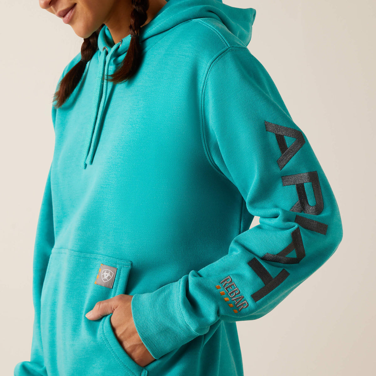 Ariat Women's Rebar Workman Graphic Hoodie - Latigo Bay Heather/Dark Slate