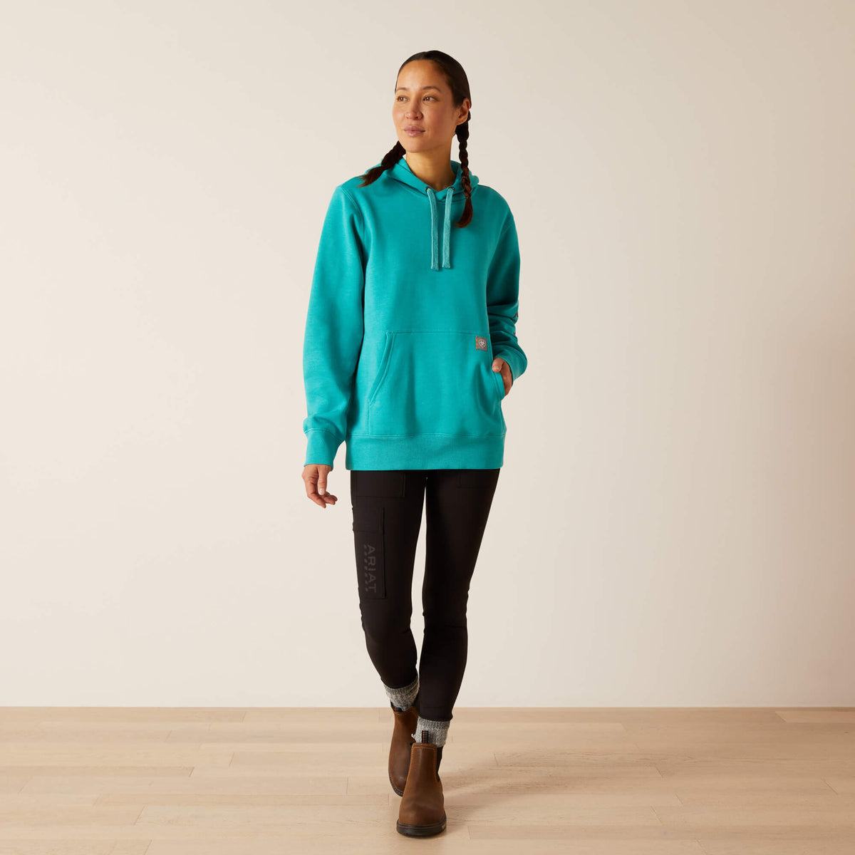 Ariat Women's Rebar Workman Graphic Hoodie - Latigo Bay Heather/Dark Slate