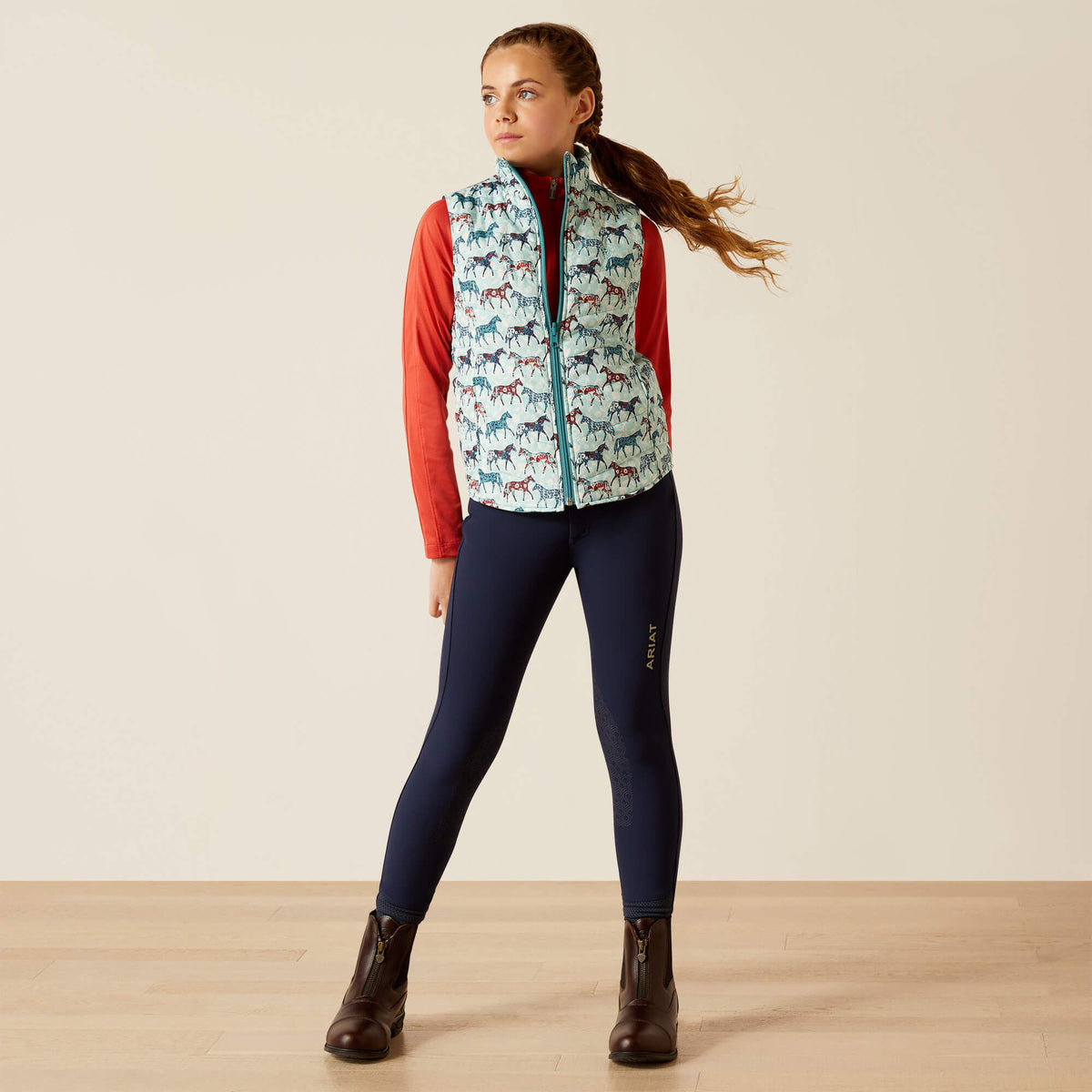 Ariat Youth Bella Insulated Reversible Vest - Painted Ponies/Brittany Blue