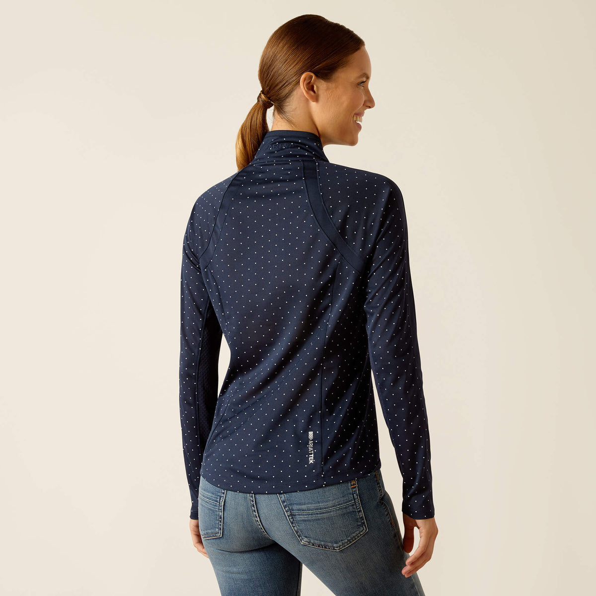 Ariat Women's Sunstopper 3.0 1/4 Zip Baselayer - Navy Dot