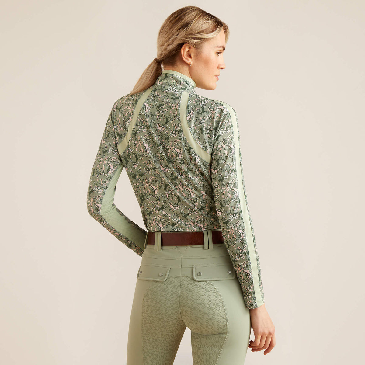 Ariat Women's Sunstopper 3.0 1/4 Zip Baselayer - Green Baroque