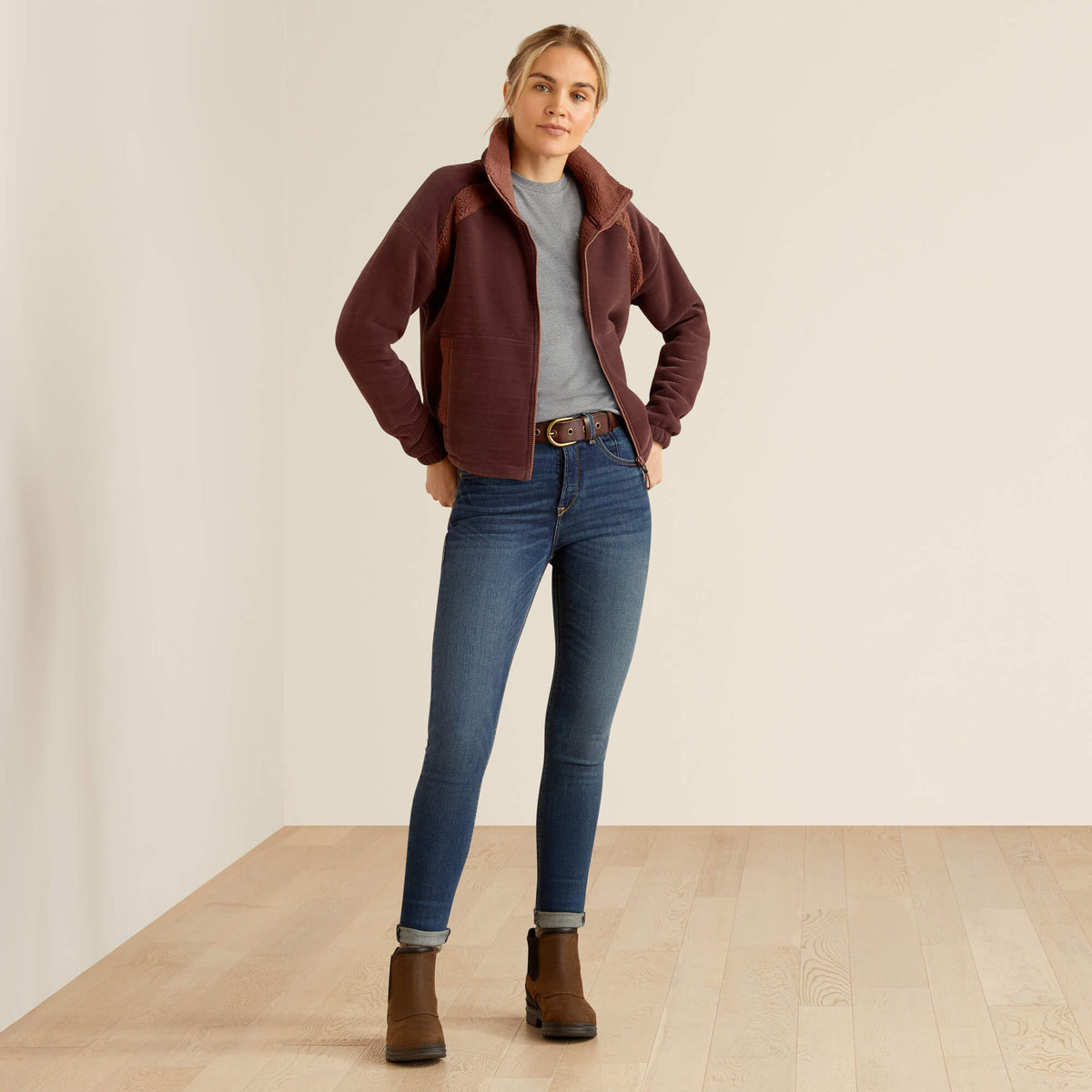 Ariat Women's Lafayette Ful Zip Sweatshirt - Marron