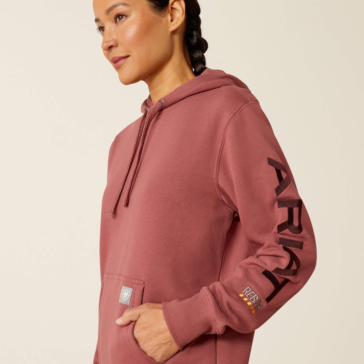 Ariat Women's Rebar Workman Graphic Hoodie - Roan Rouge/Catawba Grape