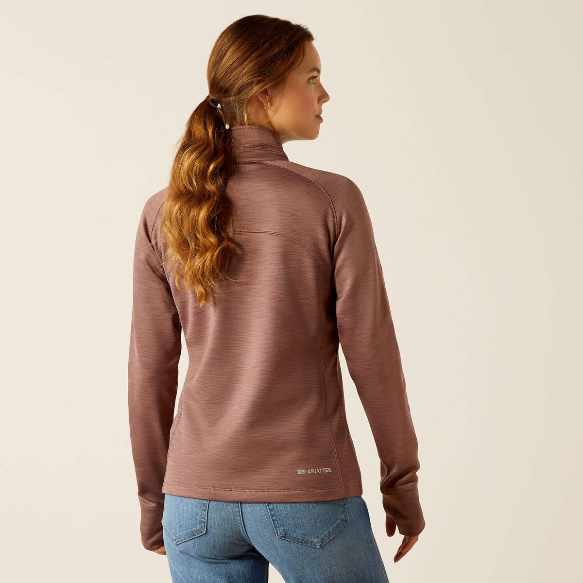 Ariat Women's Tek Team 1/2 Zip Sweatshirt - Navy Heather - Twilight Mauve
