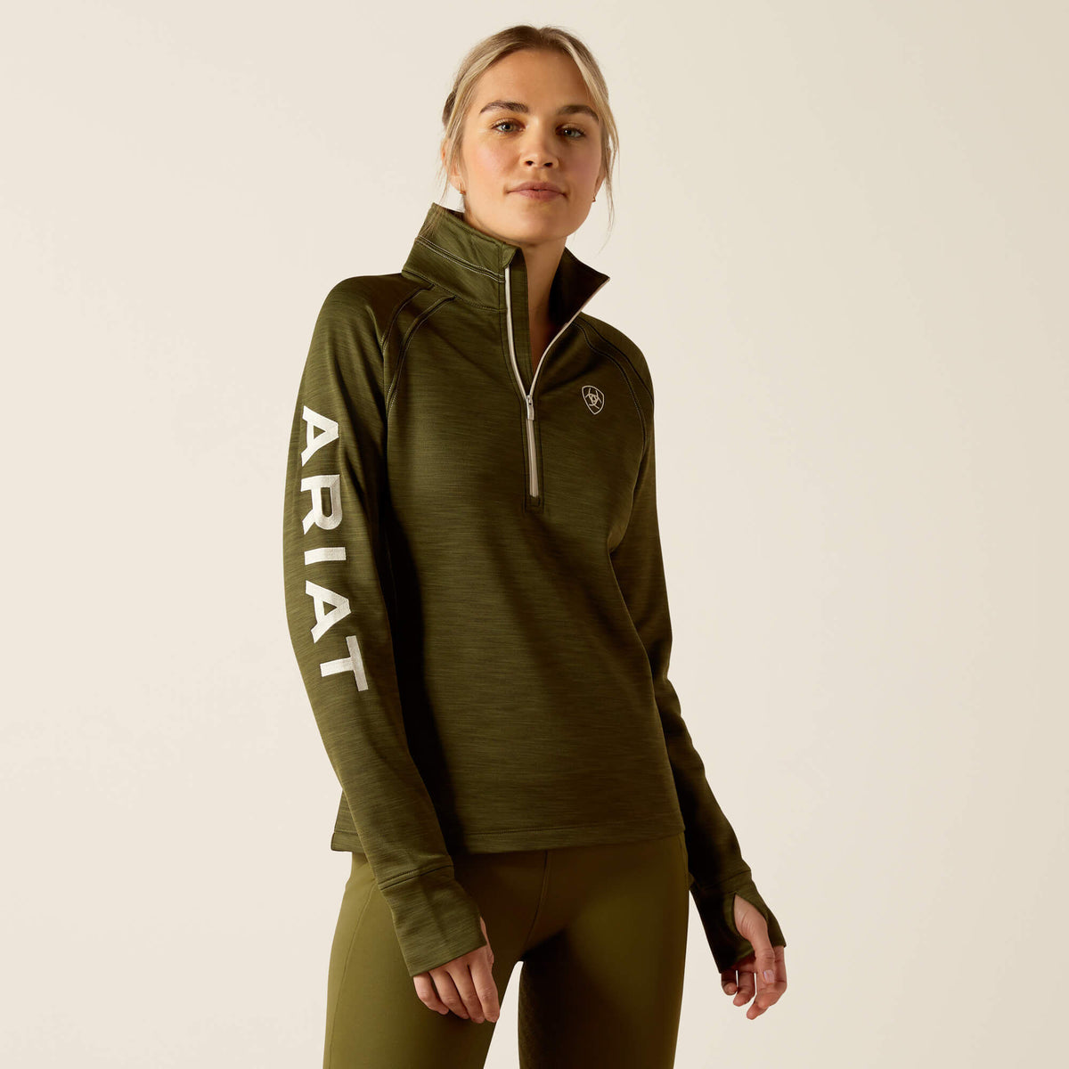 Ariat Women's Tek Team 1/2 Zip Sweatshirt - Navy Heather - Winter Moss