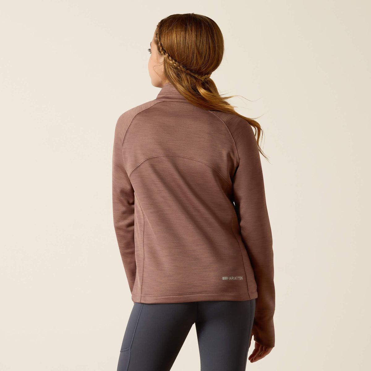 Ariat Youth TEK Team 1/2 Zip Sweatshirt - Navy Heather - Twilight Mauve