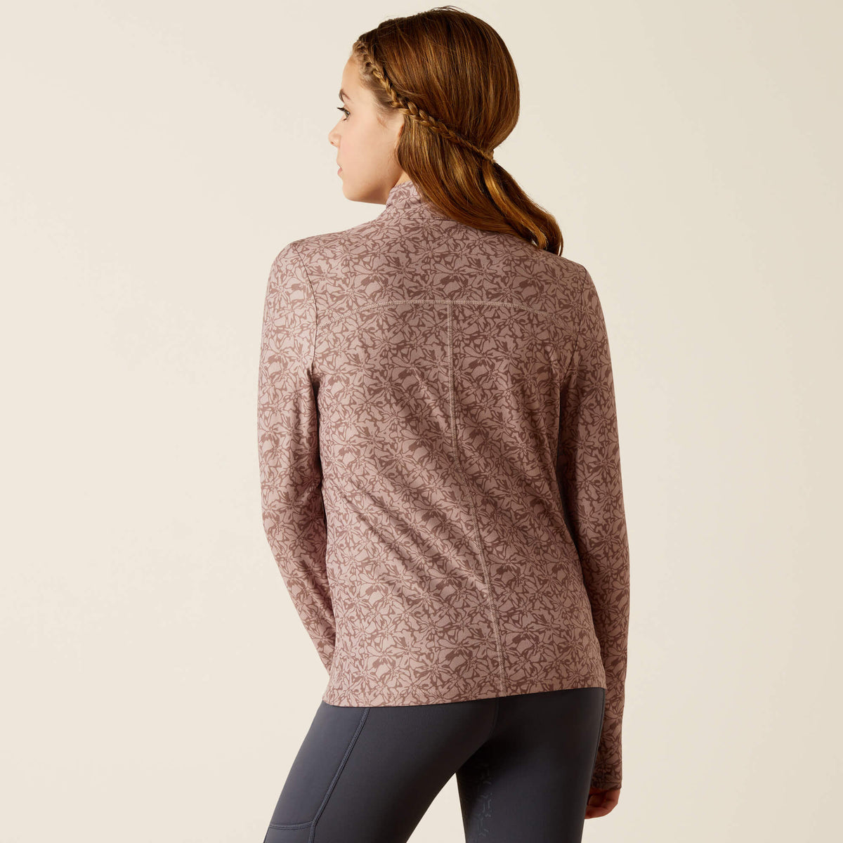 Ariat Youth Lowell 3.0 1/4 Zip Long Sleeve Baselayer - Posey Pony Print - Abstract Floral