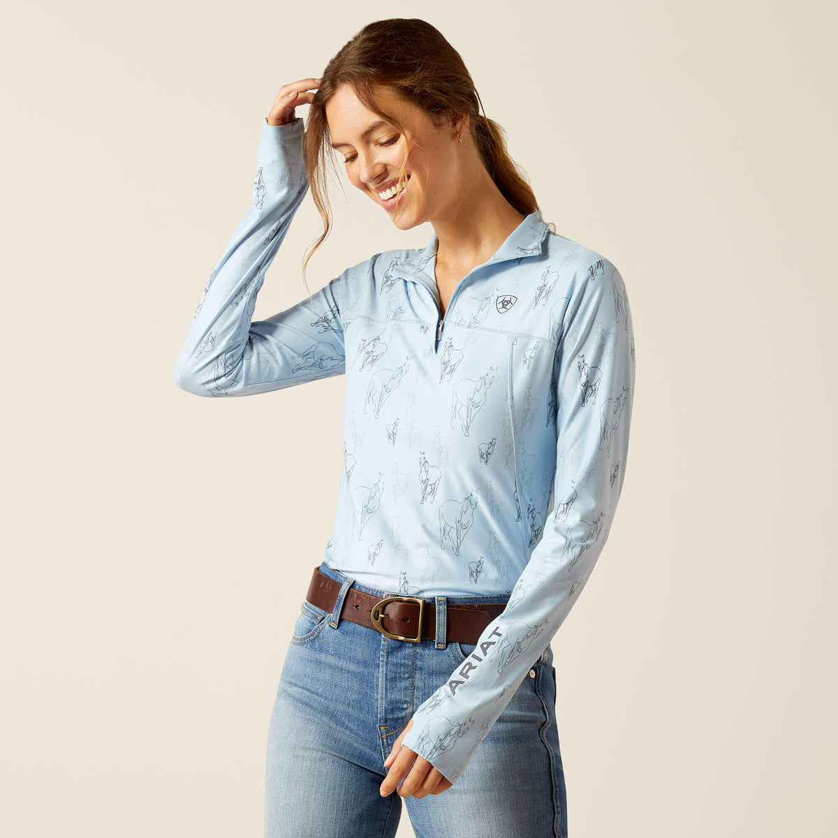 Ariat Women's Lowell 3.0 1/4 Zip Baselayer - Sketch Horse