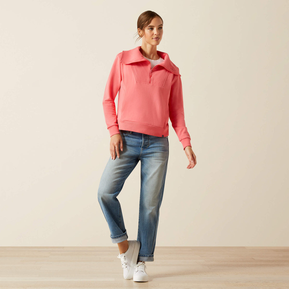 Ariat Women's Fern 1/2 Zip Sweatshirt - Coral Paradise
