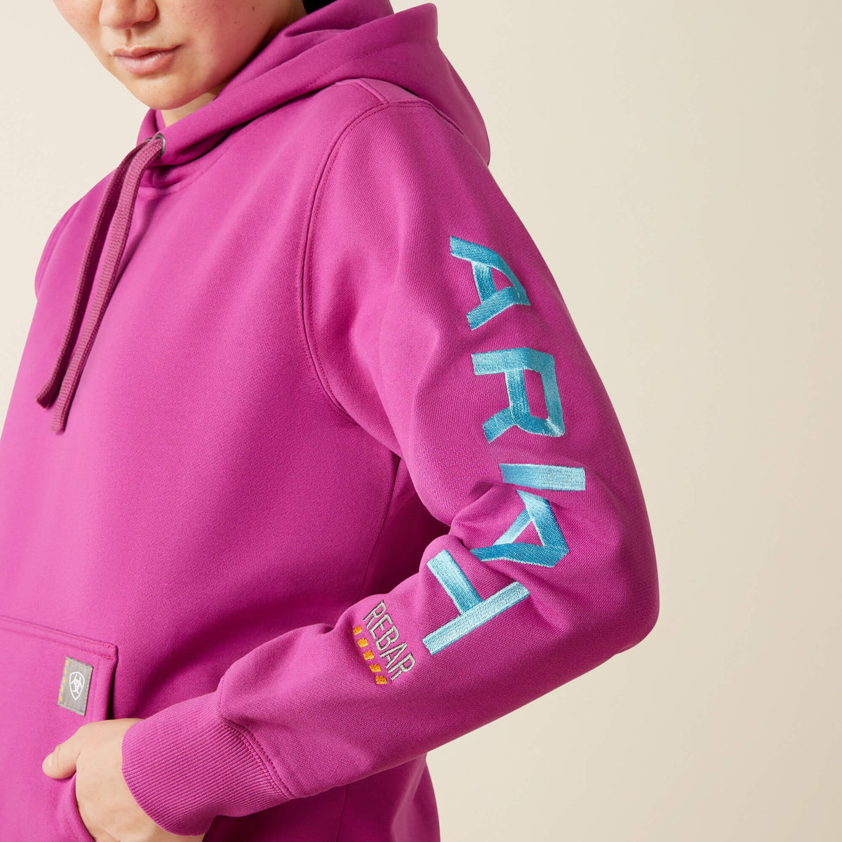 Ariat Women's Rebar Workman Graphic Hoodie - Willowherb/Maui Blue
