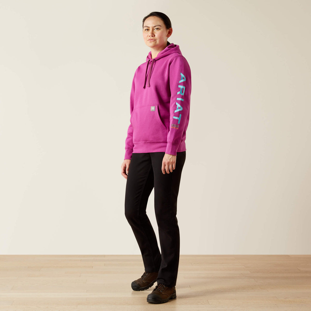 Ariat Women's Rebar Workman Graphic Hoodie - Willowherb/Maui Blue