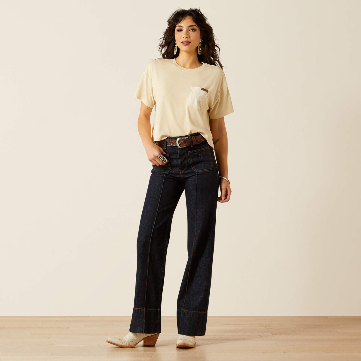 Ariat Women's Ultra High Rise Tomboy Western Utility Wide Leg Jean