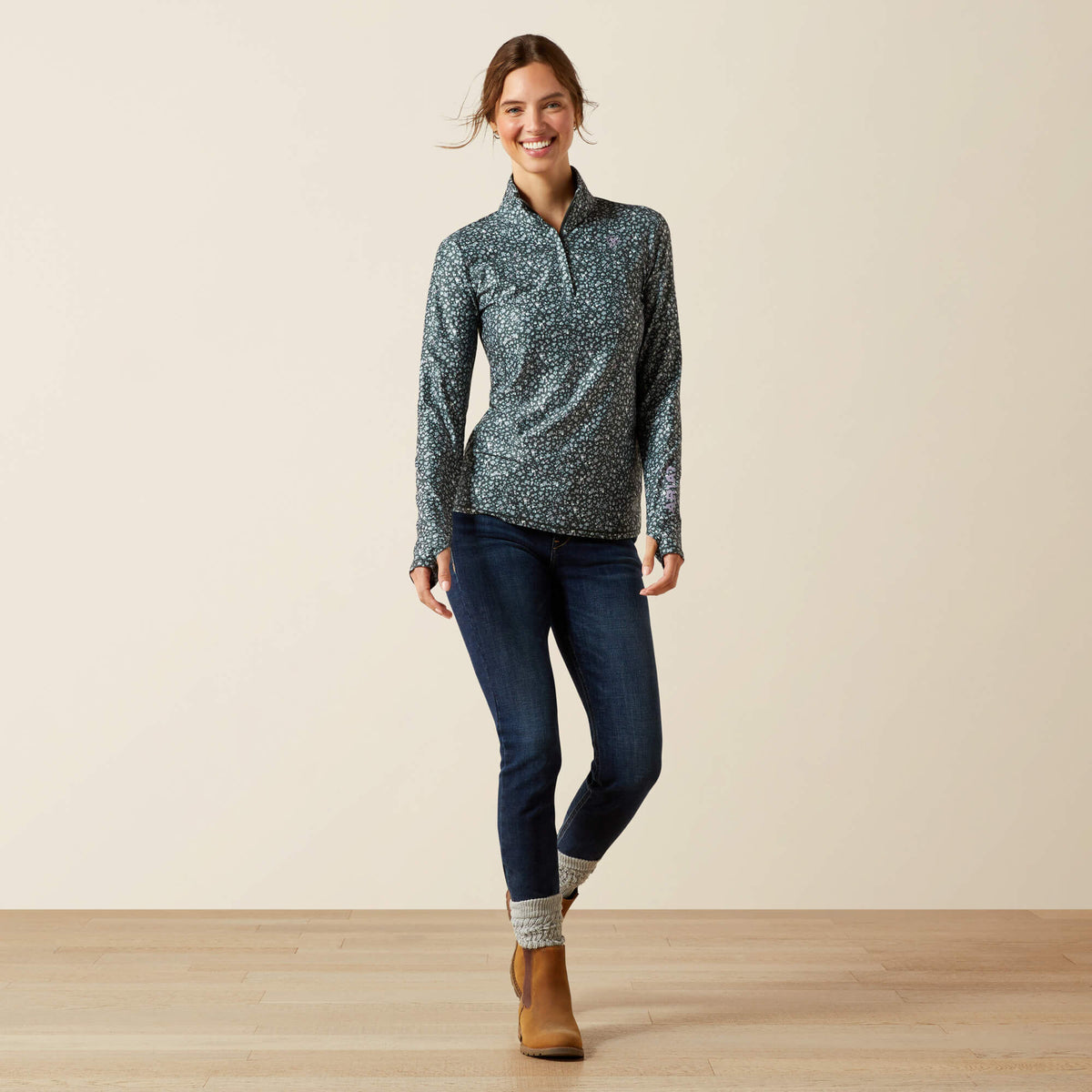 Ariat Women's Lowell 3.0 1/4 Zip Baselayer - Flower Ditsy