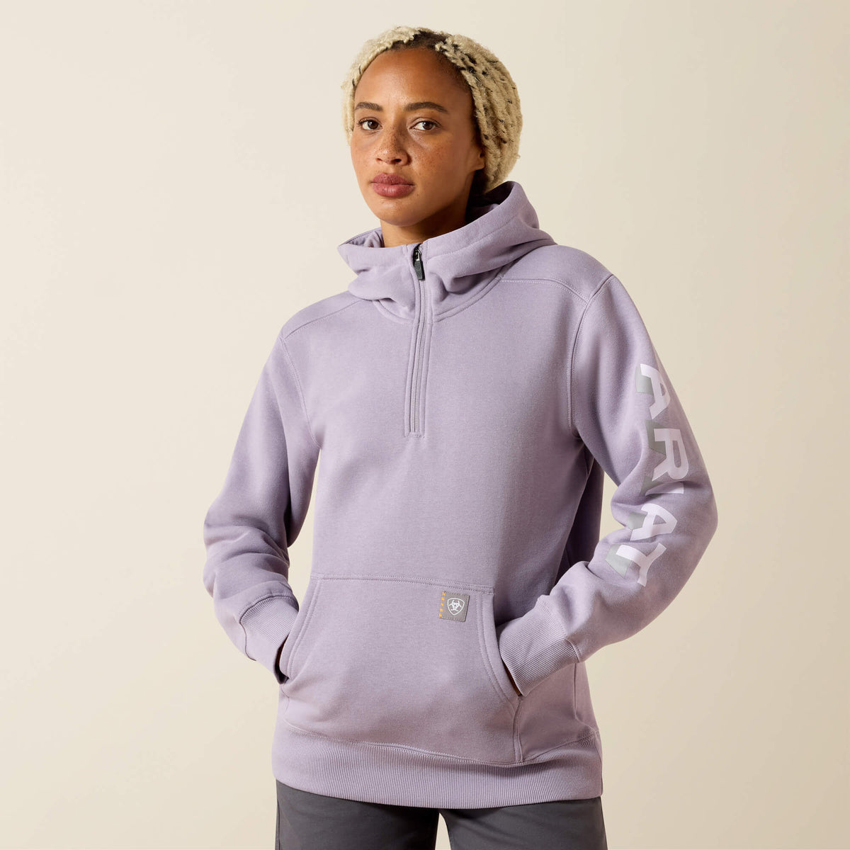 Ariat Women's Rebar Lightweight Logo 1/2 Zip Hoodie