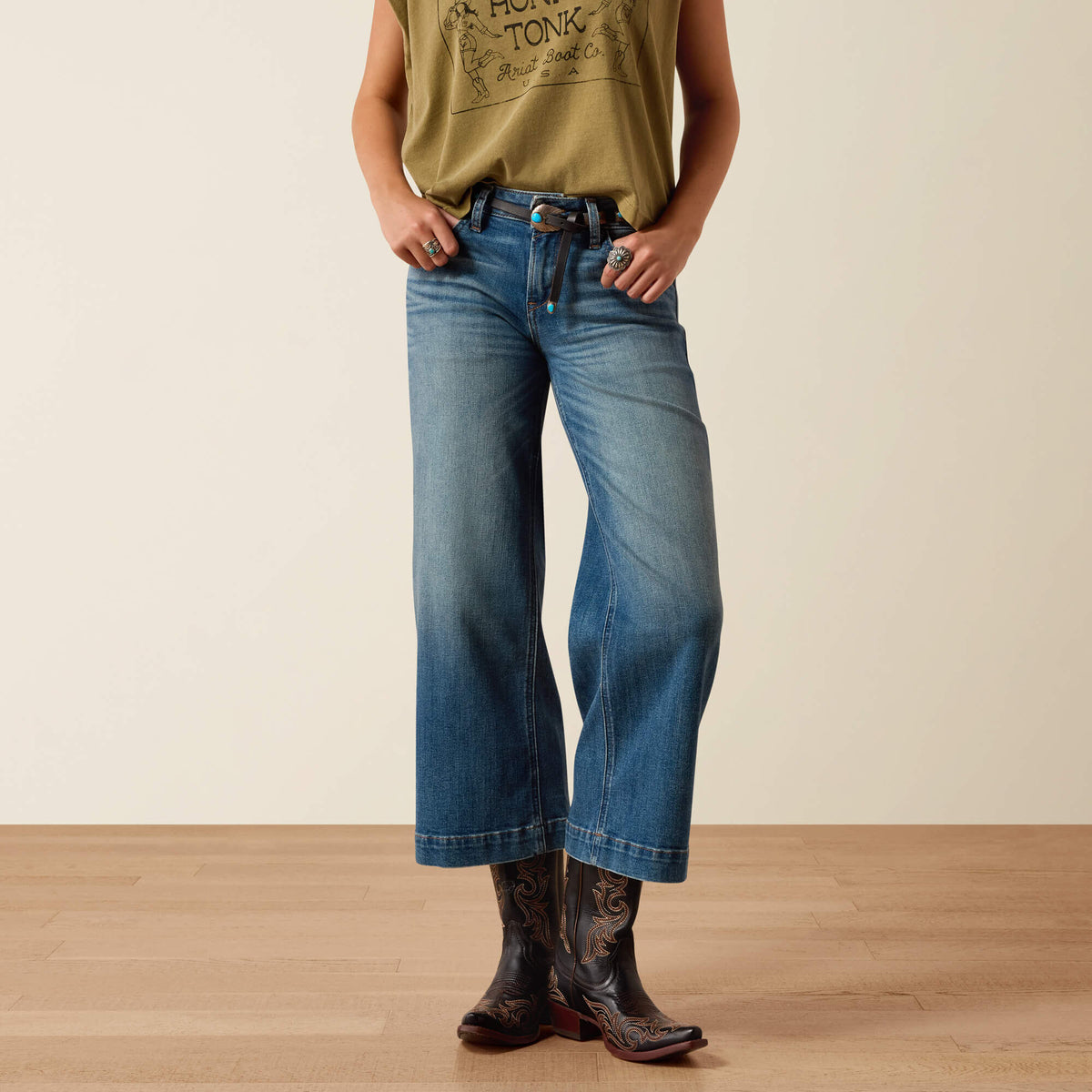 Ariat Women's Perfect Rise Jazmine Wide Leg Crop Jeans