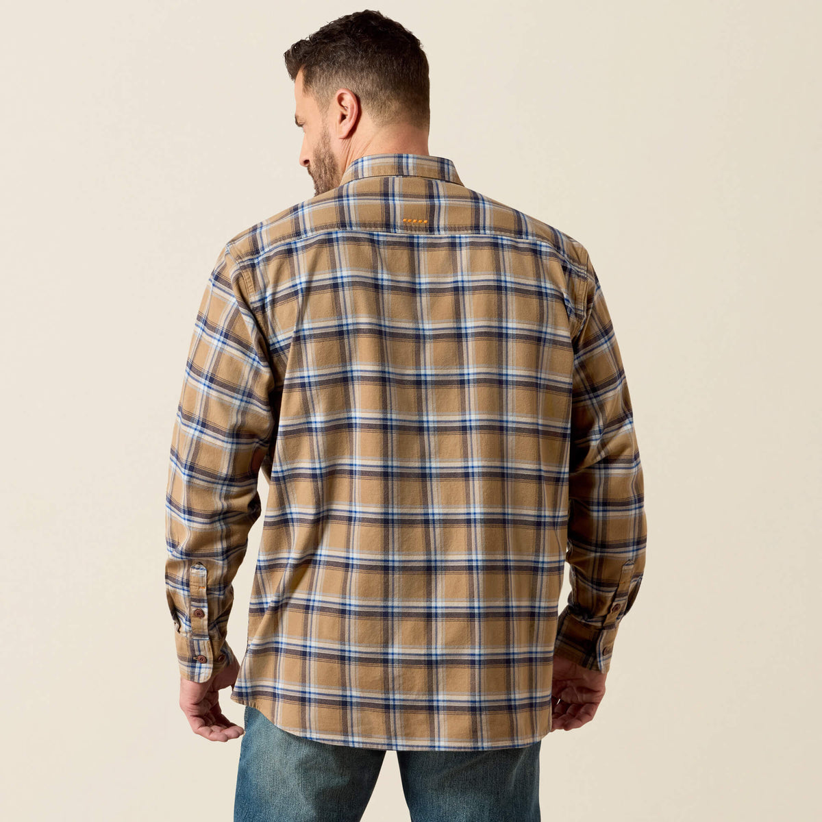 Ariat Men's Rebar Flannel DuraStretch Long Sleeve Work Shirt - Field Khaki