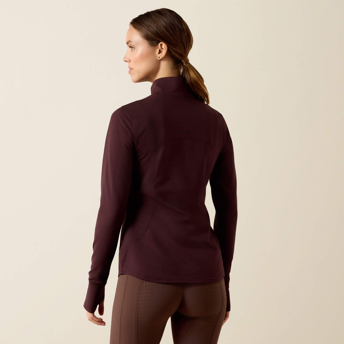 Ariat Women's Gridwork 2.0 1/4 Zip Grid Fleece Baselayer - Chocolate Plum