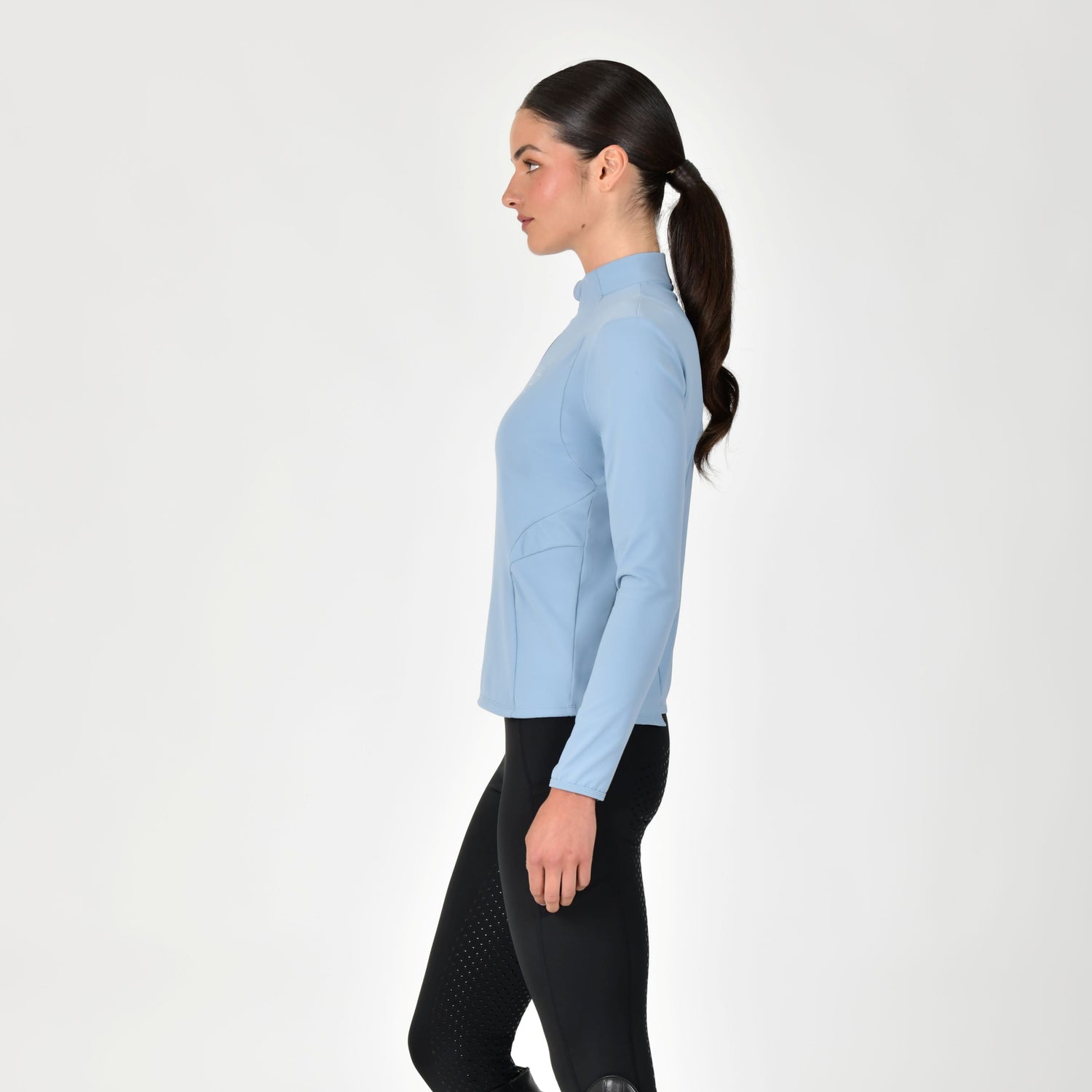Dublin Ladies Brushed Fitted Base Layer Riding Top #colour_blue-fog
