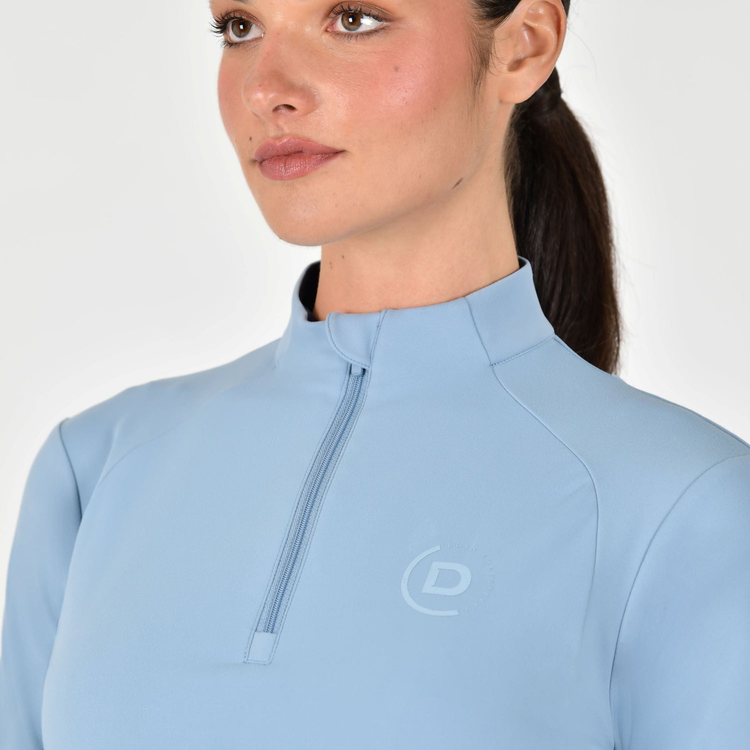 Dublin Ladies Brushed Fitted Base Layer Riding Top #colour_blue-fog