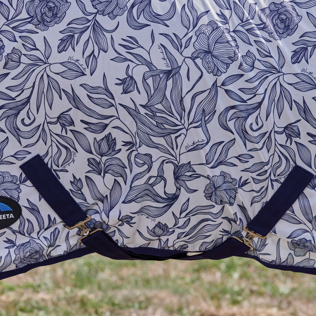 Weatherbeeta Comfitec Limited Edition Fly Sheet Combo #colour_white-navy-floral-print