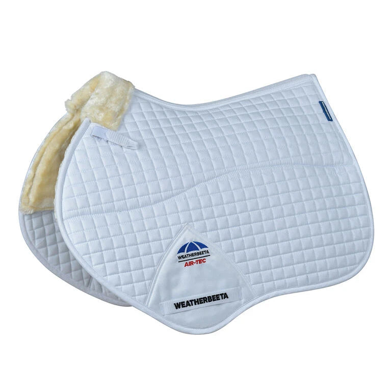 Weatherbeeta Prime Air-Tec Comfy Fleece Jump Shaped Saddle Pad #colour_white