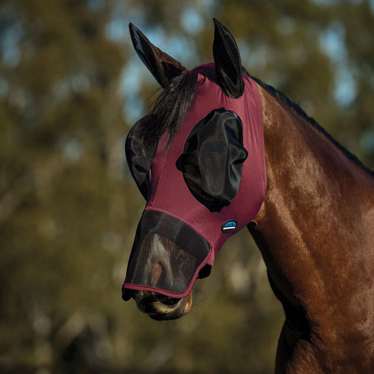 Weatherbeeta Comfitec Luxe Bug Eye Saver With Ears And Nose #colour_burgundy-black