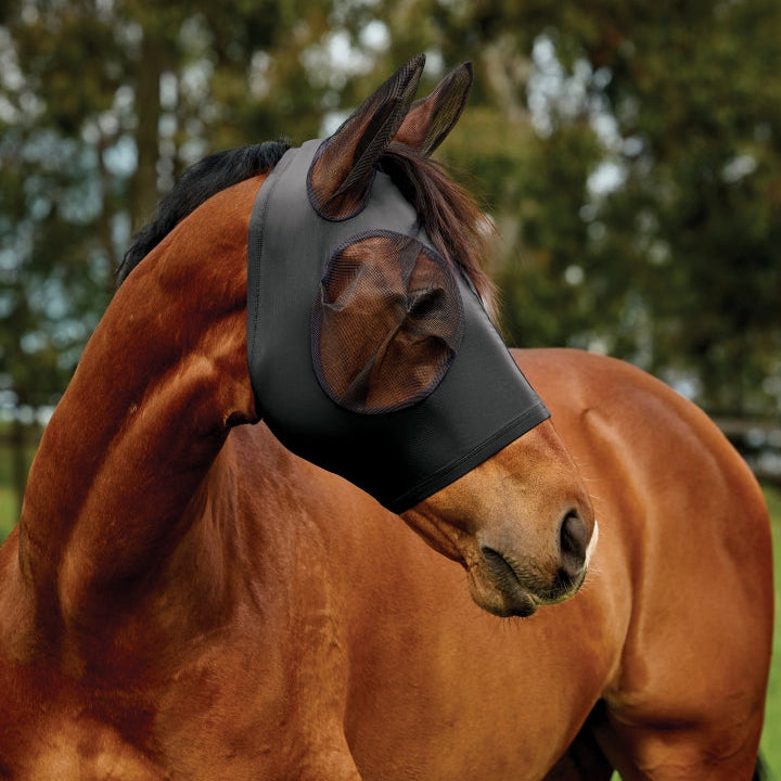 Weatherbeeta Comfitec Deluxe Stretch Fly Mask With Ears #colour_black-black