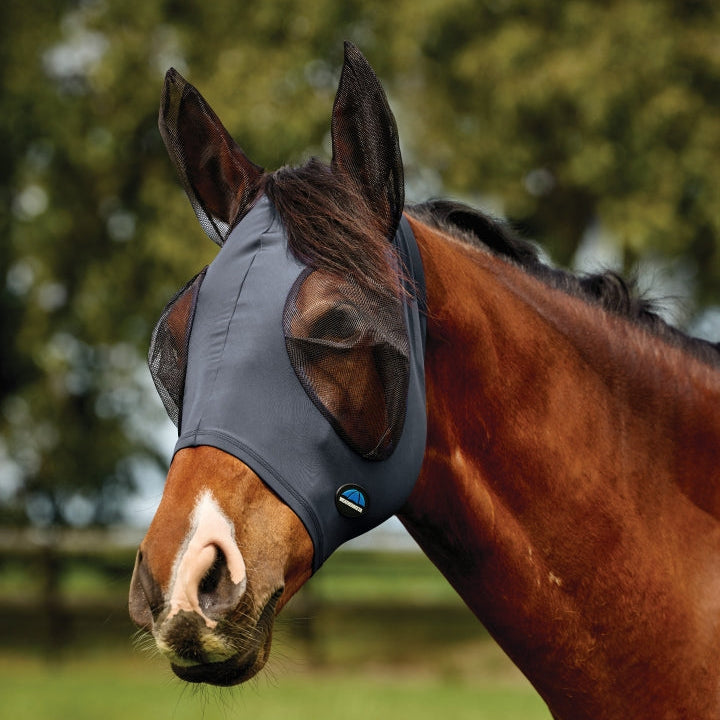 Weatherbeeta Comfitec Deluxe Stretch Fly Mask With Ears #colour_charcoal-black