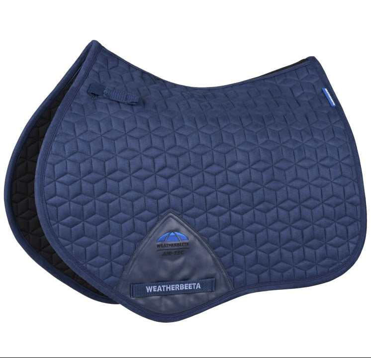 Weatherbeeta Suede Elite Air-Tec Jump Shaped Saddle Pad #colour_navy