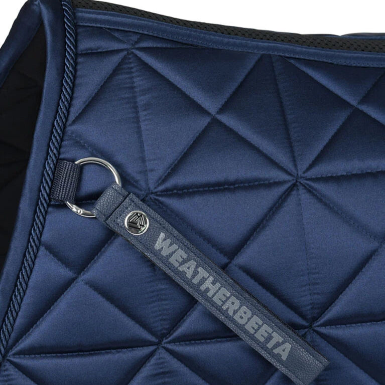 Weatherbeeta Satin Luxe Air-Tec Euro Jump Shaped Saddle Pad #colour_navy