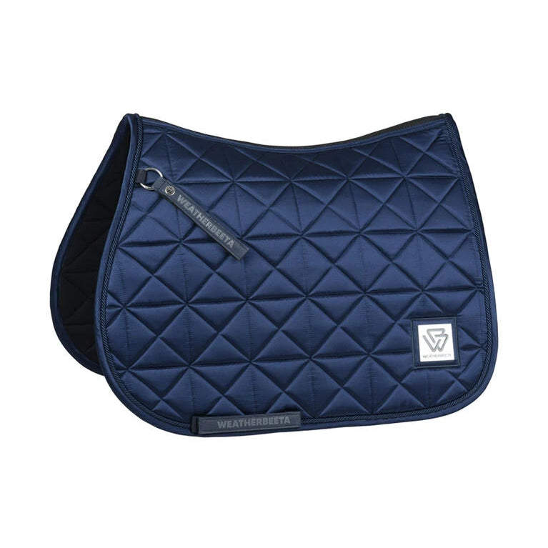 Weatherbeeta Satin Luxe Air-Tec Euro Jump Shaped Saddle Pad #colour_navy
