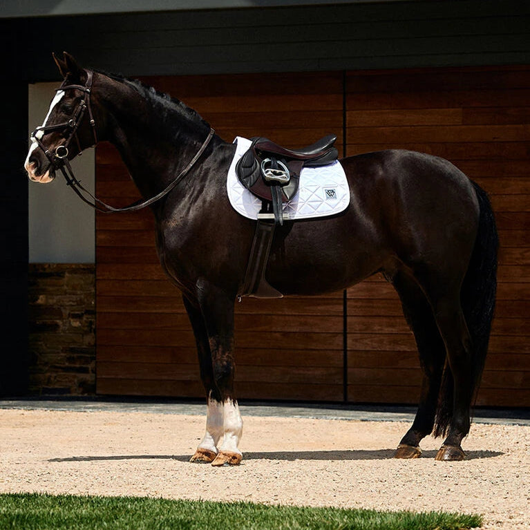 Weatherbeeta Satin Luxe Air-Tec Euro Jump Shaped Saddle Pad #colour_white
