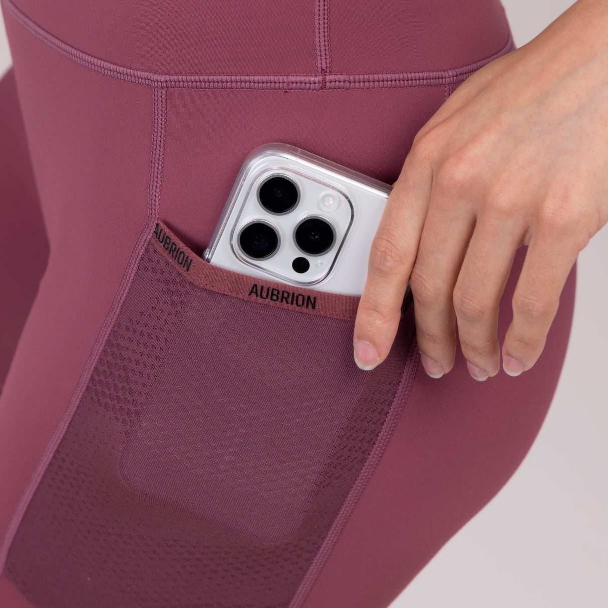 Shires Aubrion Ladies React Non-Stop Riding Tights #colour_mauve