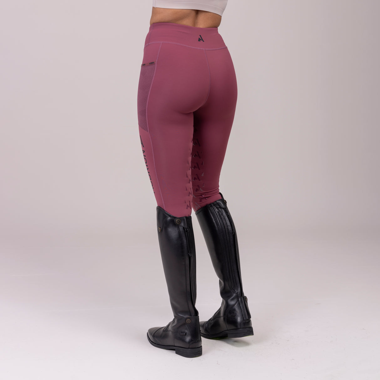 Shires Aubrion Ladies React Non-Stop Riding Tights #colour_mauve